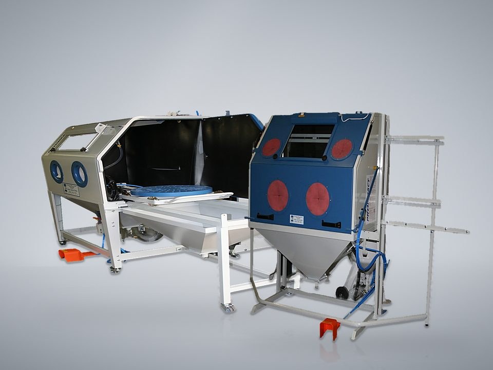 Two Phibo blast cabinets in a special version, one with a sliding turntable