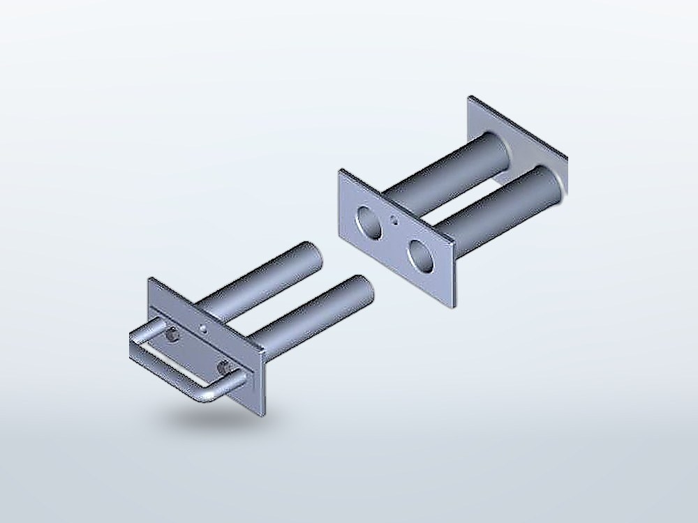 Magnetic grid with two magnet bars and a handle, next to its holder
