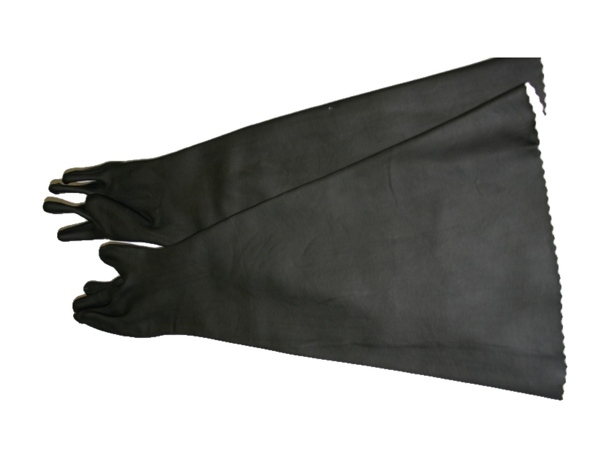Rubber glove for a dry blasting cabinet