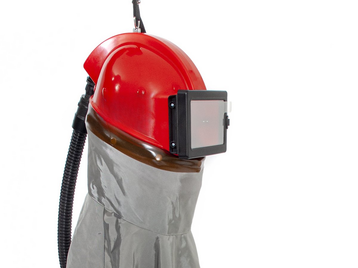 Blast helmet Phibo PH-R with rectangular lens frame and protective cape