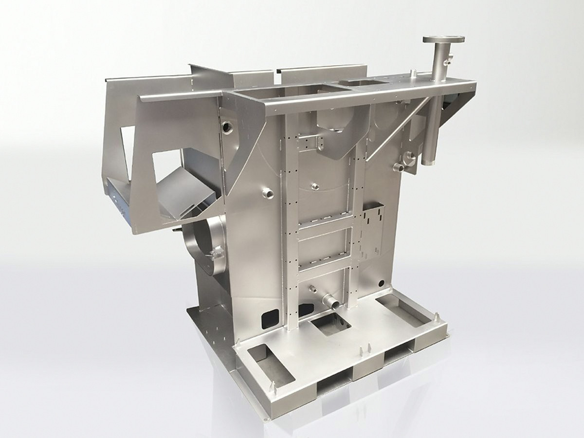 Treated stainless steel machine frame
