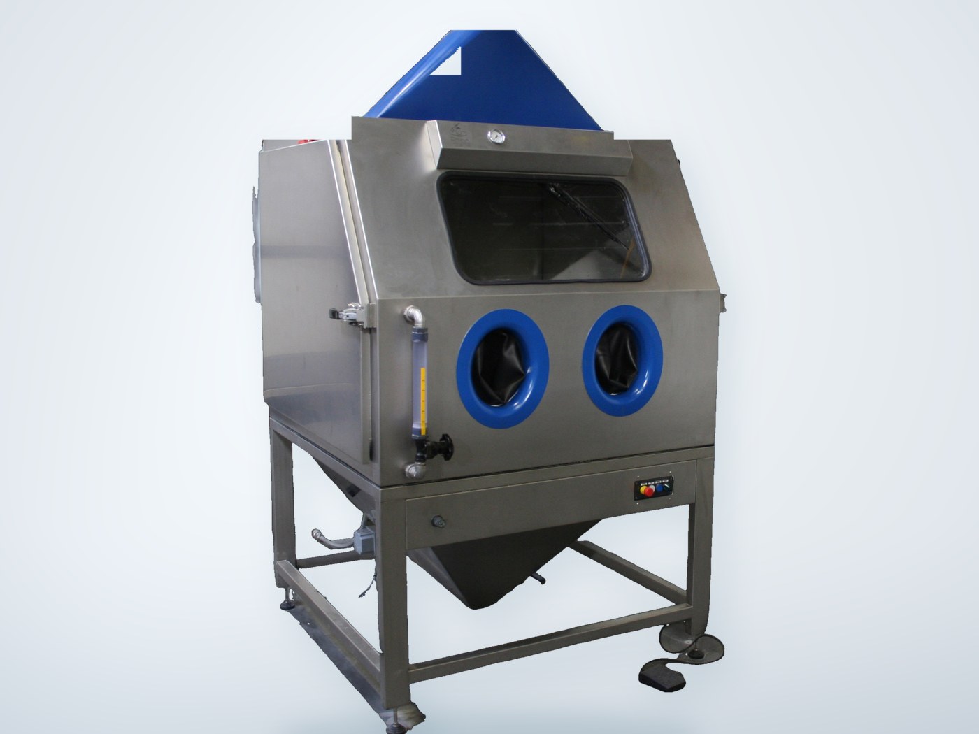 Cabine de sablage humide Neptuna en acier inoxydable, avec deux manchettes et un hublot