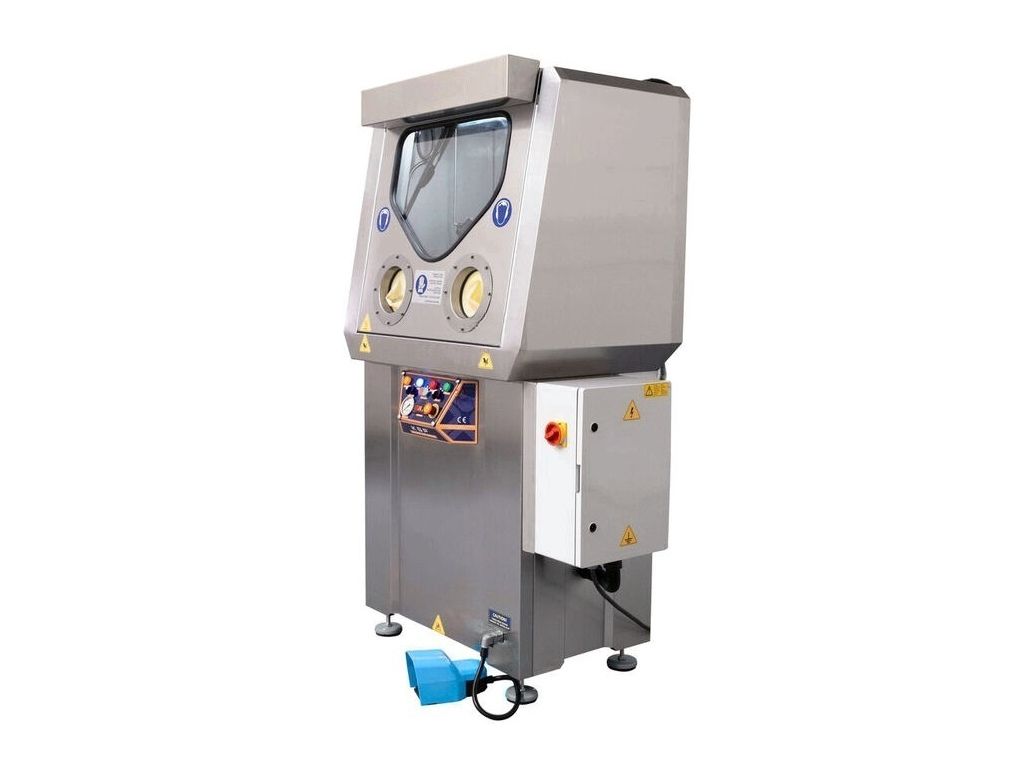 High-pressure parts washer cabinet C800 in stainless steel with viewing window and control cabinet